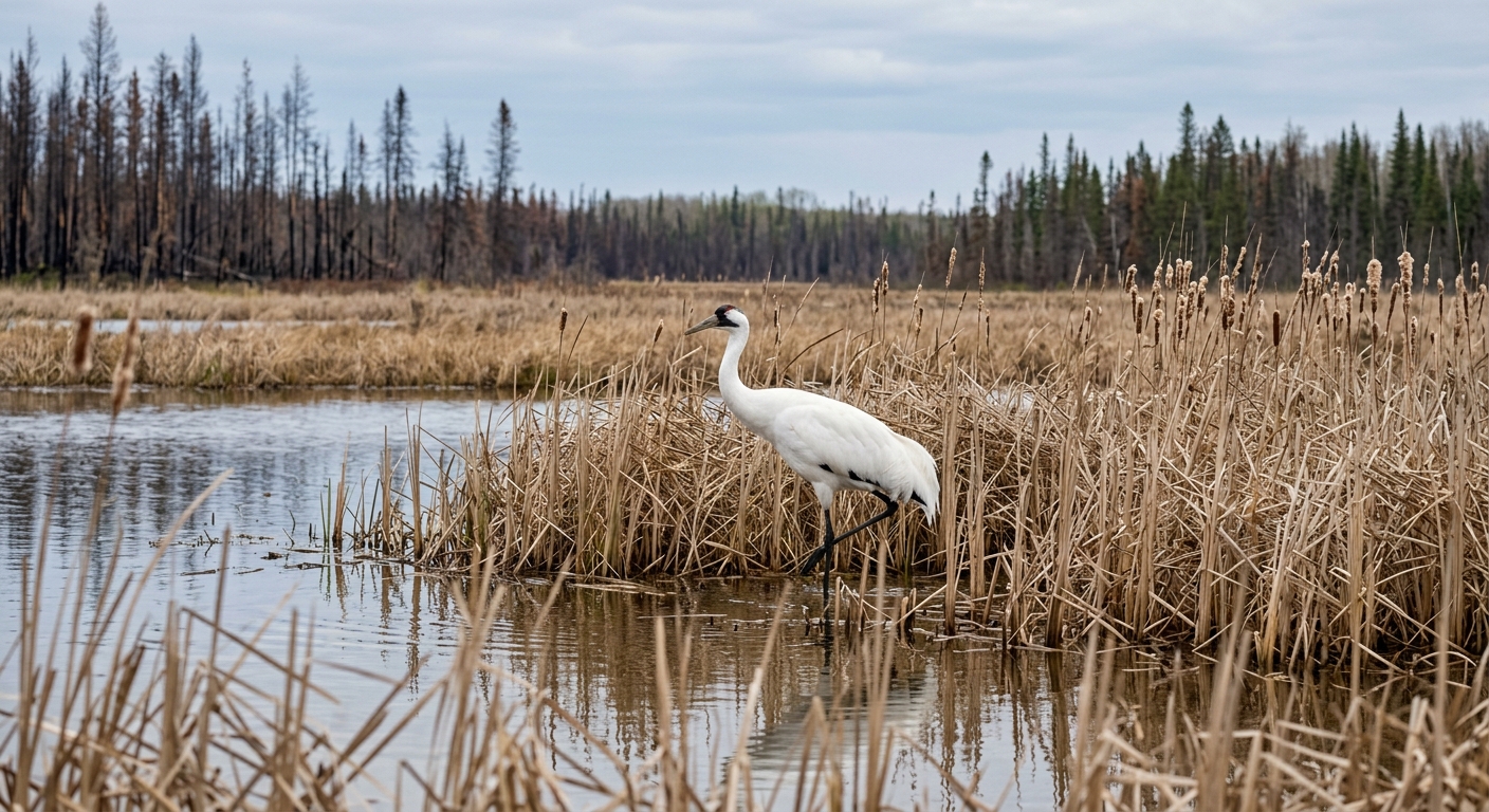 Wildfire in Wood Buffalo National Park Raises New Questions for Whooping Crane Conservation